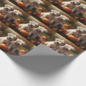 Wheaten Terrier Puppy Herfst Verrukking Pompoen Cadeaupapier (Hoek)