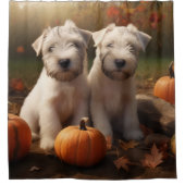 Wheaten Terrier Puppy Herfst Verrukking Pompoen Douchegordijn (Voorkant)