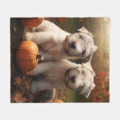 Wheaten Terrier Puppy Herfst Verrukking Pompoen Fleece Deken (Voorkant (Horizontaal))