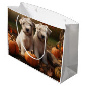 Wheaten Terrier Puppy Herfst Verrukking Pompoen Groot Cadeauzakje (Achterkant Gekanteld)