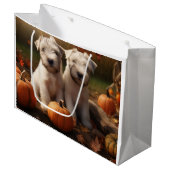 Wheaten Terrier Puppy Herfst Verrukking Pompoen Groot Cadeauzakje (Voorkant Gekanteld)