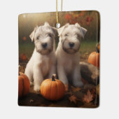 Wheaten Terrier Puppy Herfst Verrukking Pompoen Keramisch Ornament (Links)