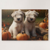 Wheaten Terrier Puppy Herfst Verrukking Pompoen Legpuzzel (Horizontaal)