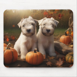 Wheaten Terrier Puppy Herfst Verrukking Pompoen Muismat