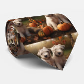 Wheaten Terrier Puppy Herfst Verrukking Pompoen Stropdas (Opgerold)