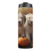 Wheaten Terrier Puppy Herfst Verrukking Pompoen Thermosbeker (Voorkant)