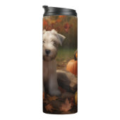 Wheaten Terrier Puppy Herfst Verrukking Pompoen Thermosbeker (Geroteerd rechts)