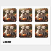 Wheaten Terrier Puppy Herfst Verrukking Pompoen Vierkante Sticker (Vel)