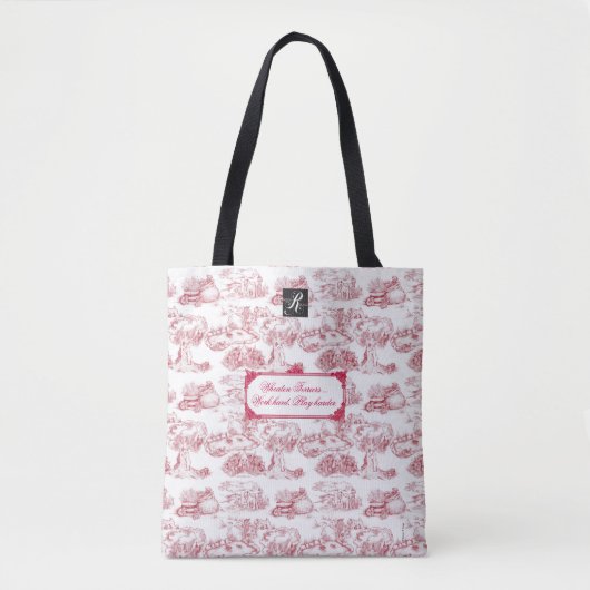 WHEATEN Terrier Red Toile w/Customization Tote Bag (Voorkant)