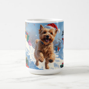 Wheaten Terrier Rent in de Sneeuw met Kerstmuts Koffiemok