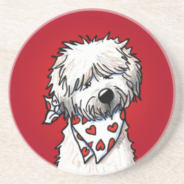 Wheaten Terrier Rode coaster Zandsteen Onderzetter
