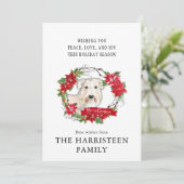 Wheaten Terrier Watercolor Poinsettia Kerstmis Feestdagenkaart (Staand voorkant)