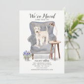 Wheaten Terrier We hebben 'Moving Announcement' ve Aankondiging (Staand voorkant)
