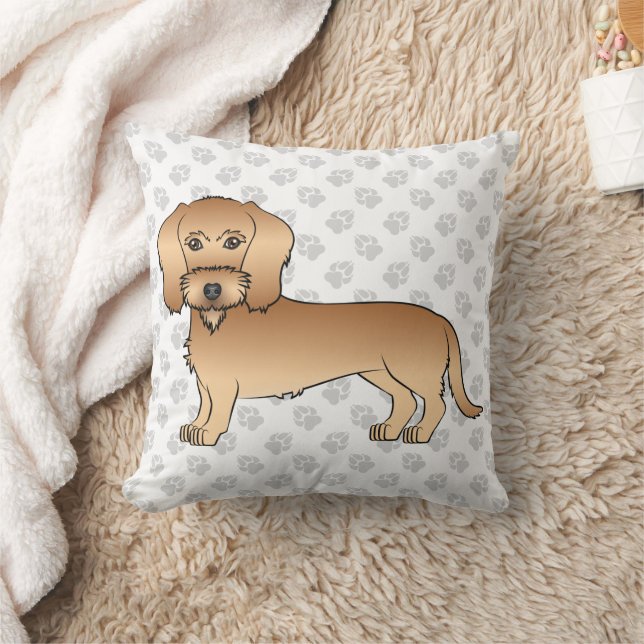 Wheaten Wire Haire Dachshund Cartoon Dog en Paws Kussen (Deken)