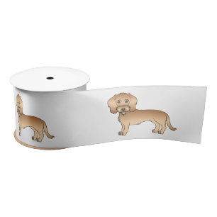 Wheaten Wire Haire Dachshund Cute Cartoon Dog Satijnen Lint