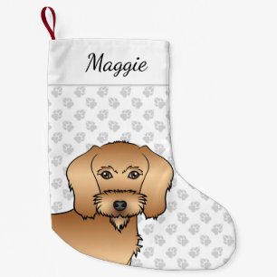 Wheaten Wire Haired Dachshond Kop Met Naam Kleine Kerstsok