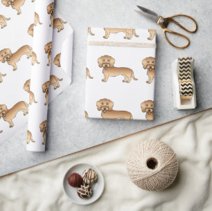 Wheaten Wire Haired Dachshund Cartoon Hond Patroon Cadeaupapier