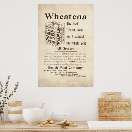  Wheatena Health Food Ad uit 1899 Poster (Keuken)