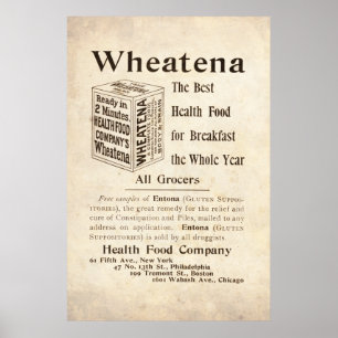 Wheatena Health Food Ad uit 1899 Poster