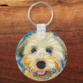 Wheatens Go Beyond Cute leuke kleurrijke hondenkun Sleutelhanger (Voorkant)