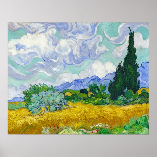 Wheatfield met Cypresses, Vincent Van Gogh Poster (Voorkant)