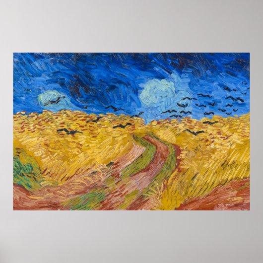 Wheatfield met Krogen door Vincent van Gogh Poster (Voorkant)