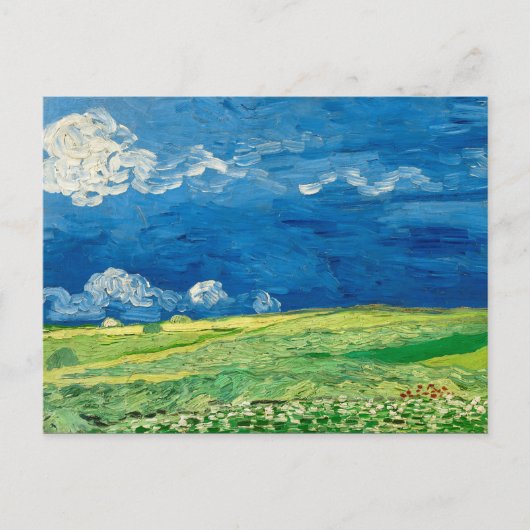Wheatfield onder Thunderclouds, door Vincent van G Briefkaart (Voorkant)