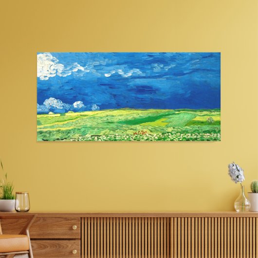 Wheatfield onder Thunderclouds, door Vincent van G Canvas Afdruk (Insitu (Woonkamer))