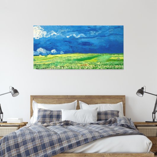 Wheatfield onder Thunderclouds, door Vincent van G Canvas Afdruk (Insitu (Slaapkamer))