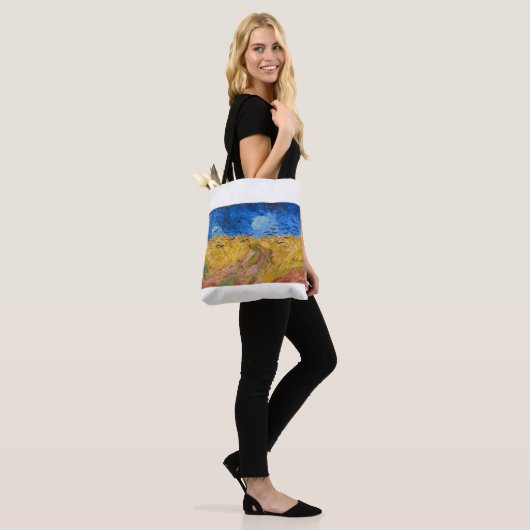Wheatfield with Crows by Vincent van Gogh Tote Bag (Op model)
