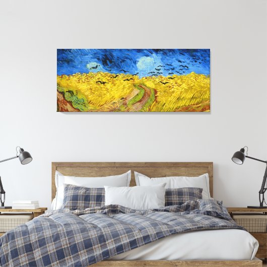 Wheatfield with crows - Vincent Van Gogh (1890) Canvas Afdruk (Insitu (Slaapkamer))