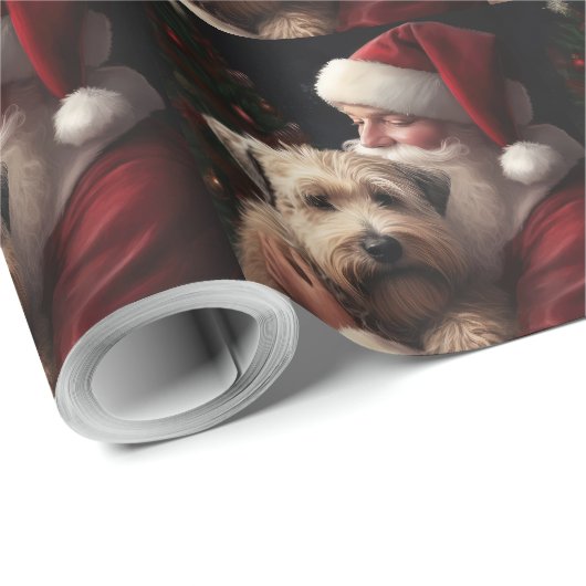 Wheaton Terriër met Kerstman Feestelijke Kerstmis Cadeaupapier (Rol Hoek)