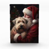 Wheaton Terriër met Kerstman Feestelijke Kerstmis Fotoblokken (Voorkant)