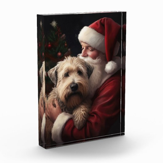 Wheaton Terriër met Kerstman Feestelijke Kerstmis Fotoblokken (Links)