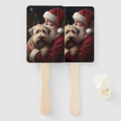 Wheaton Terriër met Kerstman Feestelijke Kerstmis Handwaaier (Voorkant en achterkant)