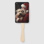 Wheaton Terriër met Kerstman Feestelijke Kerstmis Handwaaier (Voorkant)