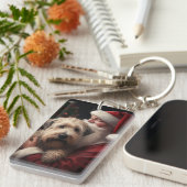 Wheaton Terriër met Kerstman Feestelijke Kerstmis Sleutelhanger (Voorkant Rechts)