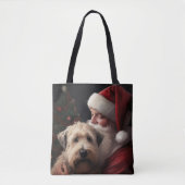 Wheaton Terriër met Kerstman Feestelijke Kerstmis Tote Bag (Voorkant)