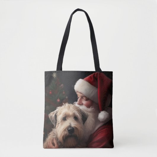 Wheaton Terriër met Kerstman Feestelijke Kerstmis Tote Bag (Voorkant)
