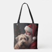 Wheaton Terriër met Kerstman Feestelijke Kerstmis Tote Bag (Achterkant)