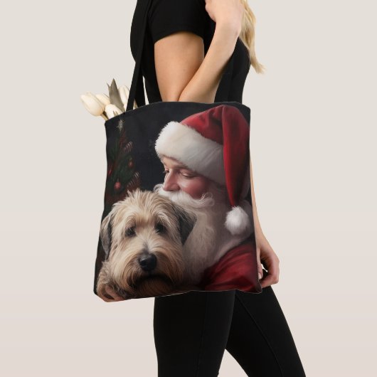 Wheaton Terriër met Kerstman Feestelijke Kerstmis Tote Bag (Dichtbij)