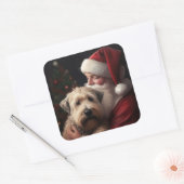 Wheaton Terriër met Kerstman Feestelijke Kerstmis Vierkante Sticker (Envelop)