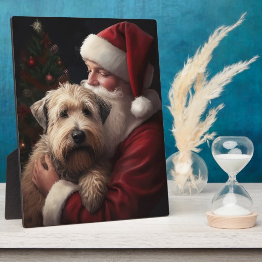 Wheaton Terrier met Sinterklaas Feestelijke Kerst Fotoplaat (Zijkant)