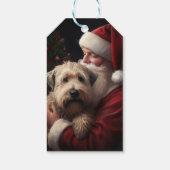 Wheaton Terrier met Sinterklaas Feestelijke Kerstm Cadeaulabel (Achterkant)