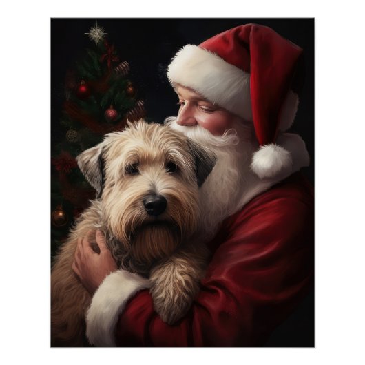 Wheaton Terrier met Sinterklaas Feestelijke Kerstm Perfect Poster (Voorkant)