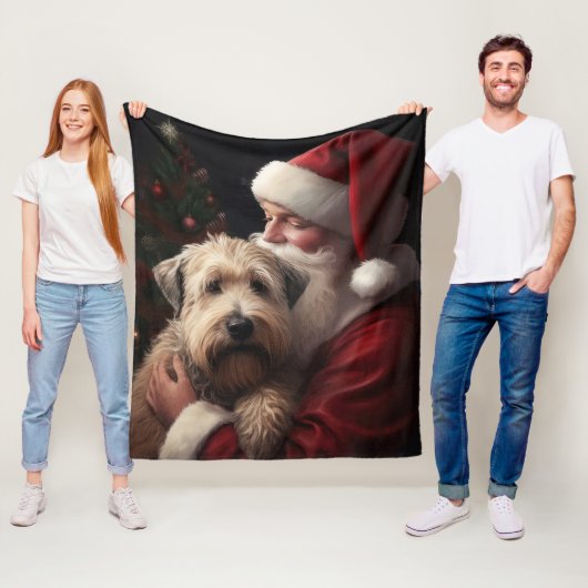 Wheaton Terrier met Sinterklaas Festieve Kerstmis Fleece Deken (In situ)