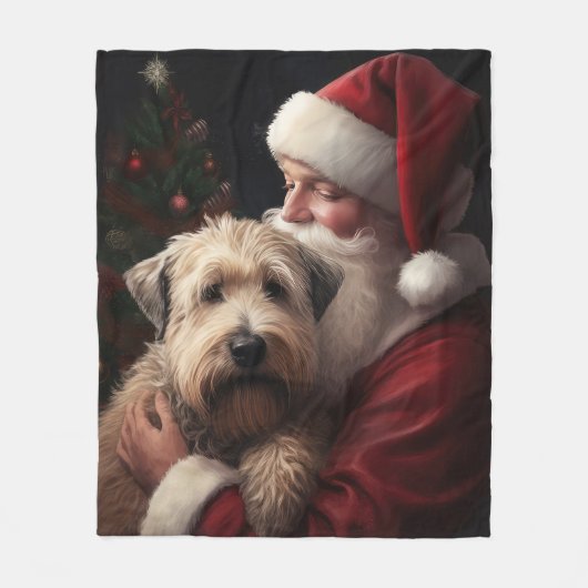 Wheaton Terrier met Sinterklaas Festieve Kerstmis Fleece Deken (Voorkant)