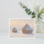 Wheatstacks, Sneeuweffect, Ochtend, door Claude Mo Briefkaart (Staand voorkant)