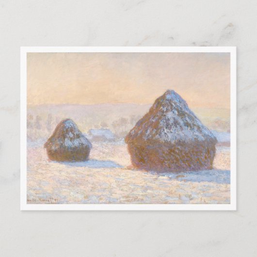 Wheatstacks, Sneeuweffect, Ochtend, door Claude Mo Briefkaart (Voorkant)