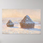 Wheatstacks, Sneeuweffect, Ochtend, door Claude Mo Poster (Voorkant)